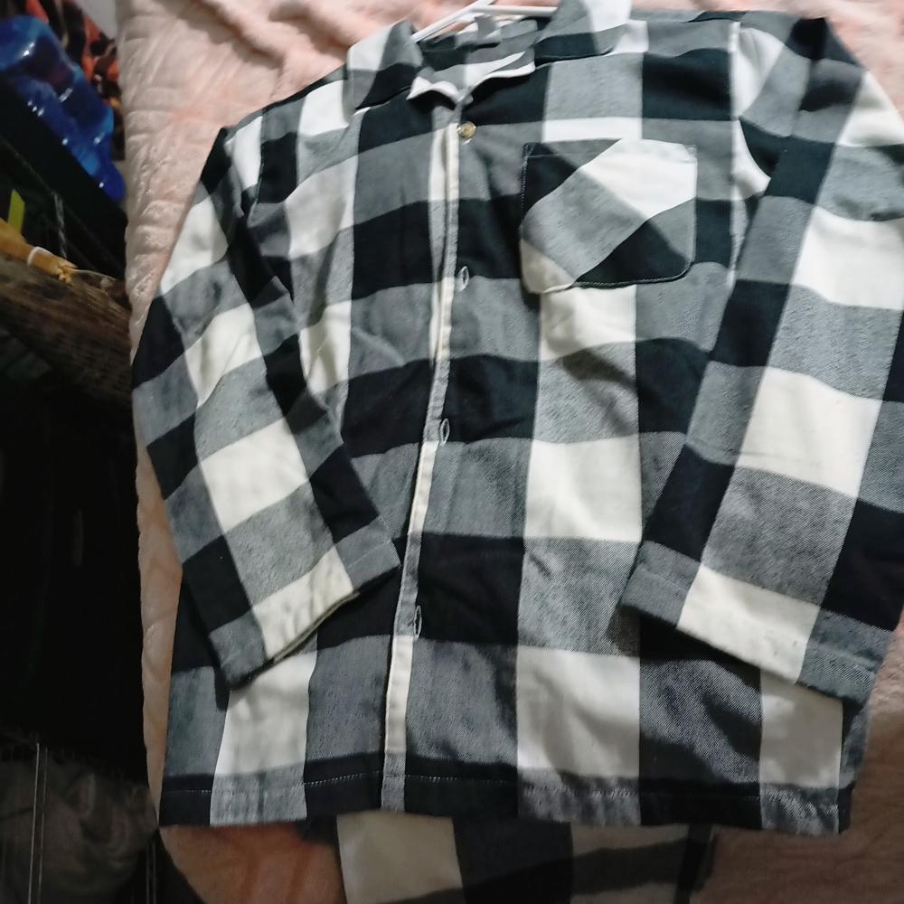 Old Navy Black and White Plaid Shirt